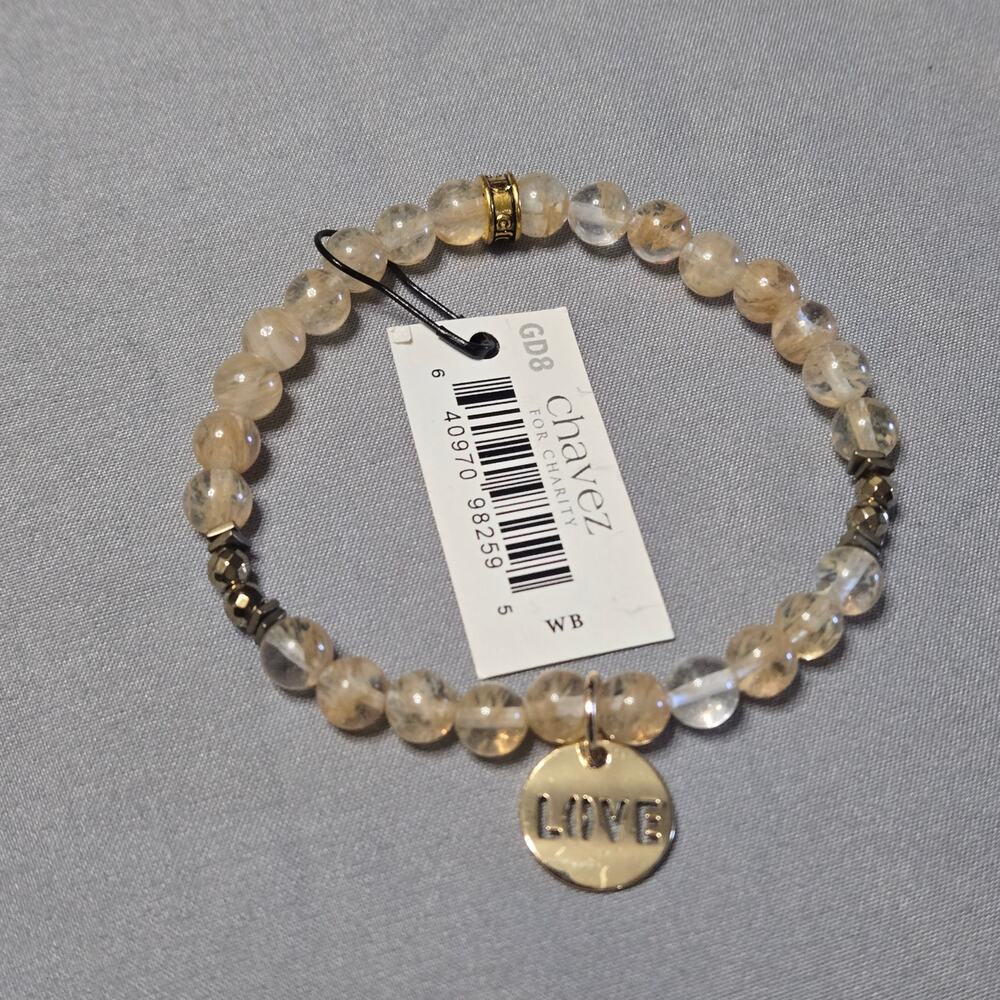 Chavez for Charity Citrine Beaded Bracelet with "LOVE" Charm